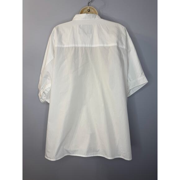 R13 Oversized Boxy Button Pp Shirt Short Sleeve White Relax Sz L Cotton - Picture 5 of 16